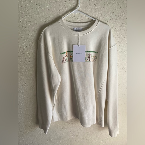 NWT Mens Palmes Off-Scenery Crewneck Sweatshirt, size XL in Off-White - Picture 2 of 15